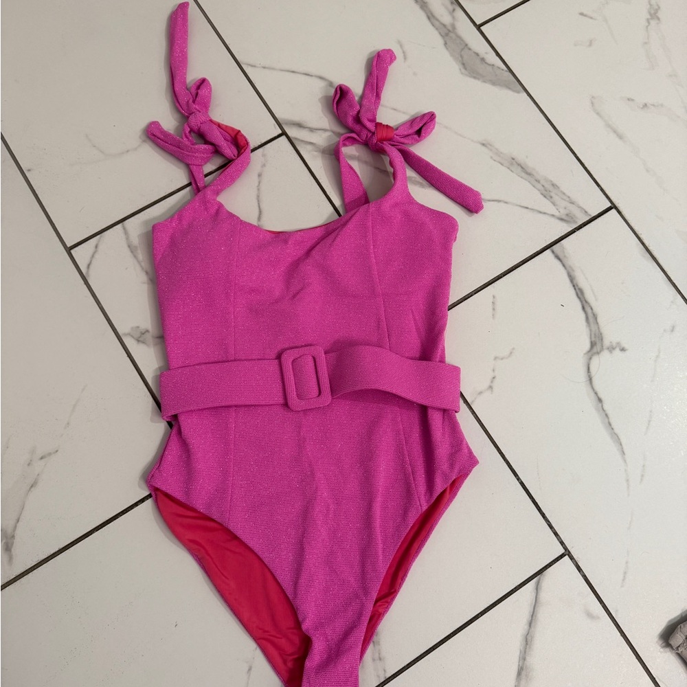 Beach Riot Pink Textured Swimsuit